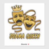 Drama Queen Comedy en Tragedie Gold Theater Mask Sticker (Vel)