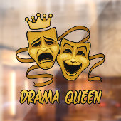 Drama Queen Comedy en Tragedie Gold Theater Masker Raamsticker (Vel 2)
