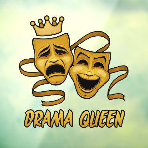 Drama Queen Comedy en Tragedie Gold Theater Masker Raamsticker