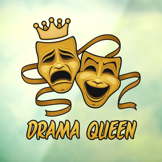 Drama Queen Comedy en Tragedie Gold Theater Masker Raamsticker (Vel 3)