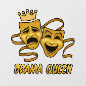 Drama Queen Comedy en Tragedie Gold Theater Masker Raamsticker (Vel)