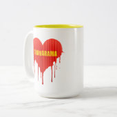 Drama Queen Dramarama bleeding heart Tweekleurige Koffiemok (Voorkant links)