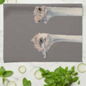 "Drama Queen" Funny Ostriches schilderen Theedoek (Gevouwen)