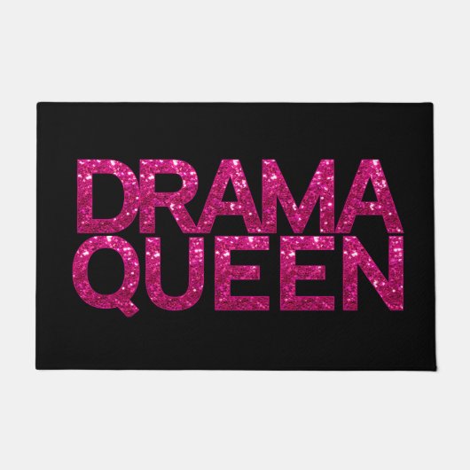 Drama Queen Hot Pink Glitter Deurmat (Voorkant)