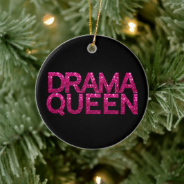 Drama Queen Hot Pink Glitter Gepersonaliseerd Keramisch Ornament