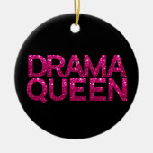 Drama Queen Hot Pink Glitter Gepersonaliseerd Keramisch Ornament (Voorkant)