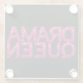 Drama Queen Hot Pink Glitter Glazen Onderzetter (Achterkant)