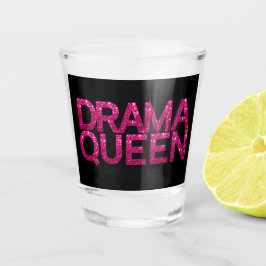 Drama Queen Hot Pink Glitter Shot Glas