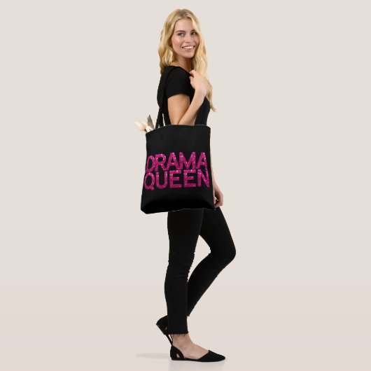 Drama Queen Hot Pink Glitter Tote Bag (Op model)