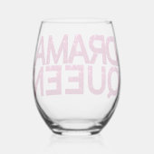 Drama Queen Hot Pink Glitter Wijnglas Zonder Voet (Achterkant)