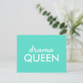 Drama Queen | Modern Trendy Aqua Green Cool Quote Briefkaart (Staand voorkant)