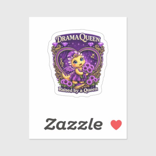 Drama Queen Paarse Draak Sticker (Vel)