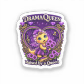 Drama Queen Paarse Draak Sticker (Voorkant)
