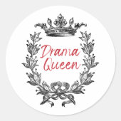 Drama Queen Ronde Sticker (Voorkant)