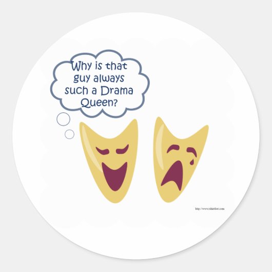 Drama Queen Ronde Sticker (Voorkant)