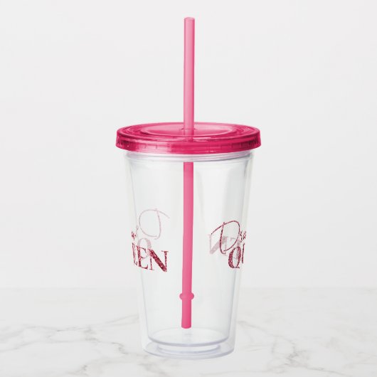 Drama Queen Roos Gold Glitter Acryl Drinkbeker (Rechts)