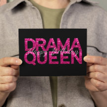 Drama Queen Roze Glitter Verjaardag Kaart