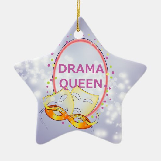 Drama Queen Stars theatermaskers Keramisch Ornament (Voorkant)