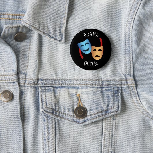 'Drama Queen' Theater maskeert Emoji Theater Lover Ronde Button 5,7 Cm (In situ)