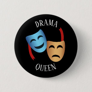 'Drama Queen' Theater maskeert Emoji Theater Lover Ronde Button 5,7 Cm