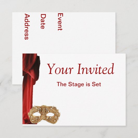 Drama Queen Theater,Opera,Toneelstuk,Museum Uitnod Kaart (Voorkant / Achterkant)