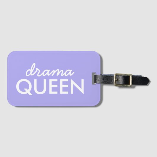 Drama Queen | Trendy Modern Paars Girly Quote Art Bagagelabel (Voorkant (horizontaal))