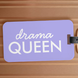Drama Queen   Trendy Modern Paars Girly Quote Art Bagagelabel