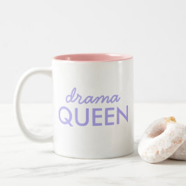 Drama Queen | Trendy Modern Paars Girly Quote Art Tweekleurige Koffiemok