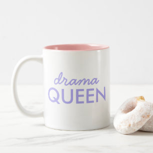 Drama Queen   Trendy Modern Paars Girly Quote Art Tweekleurige Koffiemok