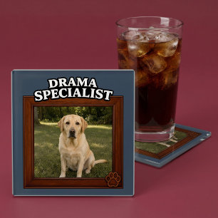 Drama Specialist Aangepaste Grappige Hond Foto Glazen Onderzetter