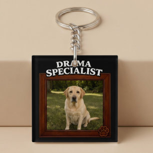 Drama Specialist Grappige Hondenfoto op Maat Sleutelhanger