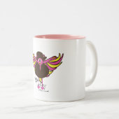 Drama Turkey - grappige Thanksgiving cartoon mokke Tweekleurige Koffiemok (Voorkant rechts)