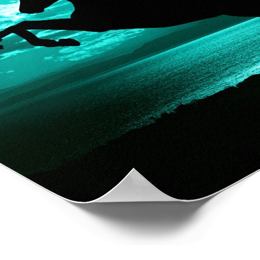 Dramatic Black Horse Teal Sky Peaceful  Poster (Hoek)