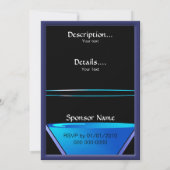 Dramatic Blue Martini Cocktails Invitation Kaart (Achterkant)