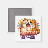 Dramatic Cat Funny Crying Cartoon Art Reaction Magneet (Voorkant / Achterkant)