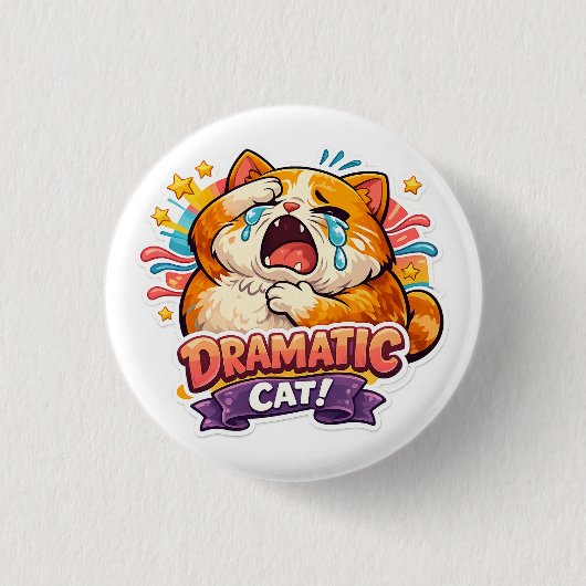 Dramatic Cat Funny Crying Cartoon Art Reaction Ronde Button 3,2 Cm (Voorkant)