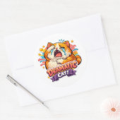 Dramatic Cat Funny Crying Cartoon Art Reaction Ronde Sticker (Envelop)