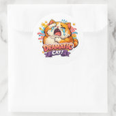 Dramatic Cat Funny Crying Cartoon Art Reaction Ronde Sticker (Tas)