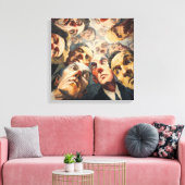 Dramatic Expressionist Crowd Portrait Looking Down Canvas Afdruk (Insitu (Woonkamer))
