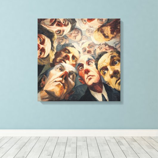 Dramatic Expressionist Crowd Portrait Looking Down Canvas Afdruk (Insitu (Houten vloer))