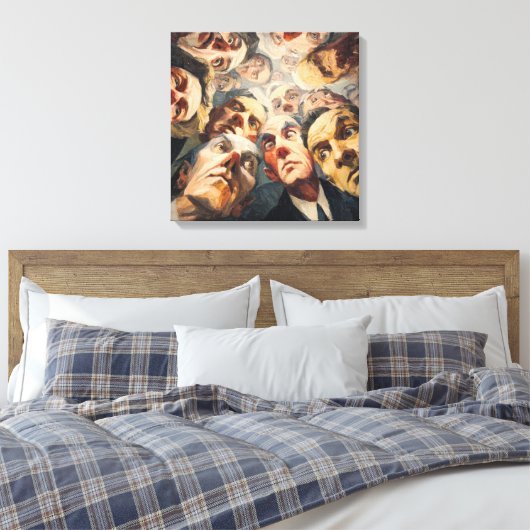 Dramatic Expressionist Crowd Portrait Looking Down Canvas Afdruk (Insitu (Slaapkamer))