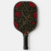 Dramatic Floral Red Romantic Spanish Scrolls Pickleball Paddle (Voorkant)