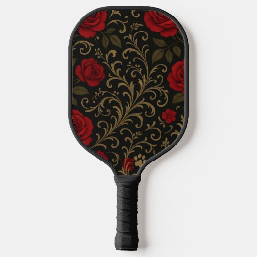 Dramatic Floral Red Romantic Spanish Scrolls Pickleball Paddle (Achterkant)