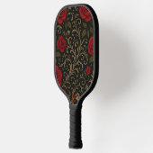 Dramatic Floral Red Romantic Spanish Scrolls Pickleball Paddle (Links)