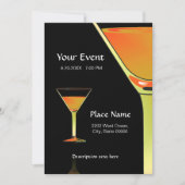 Dramatic Gold Martini Cocktails Invitation Kaart (Voorkant)