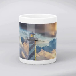 Dramatic Lighthouse Seascape with Stormy Waves Koffiemok