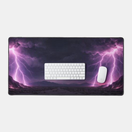 Dramatic Lightning Storm Desert Horizon Desk Mat (Keyboard & Muis)