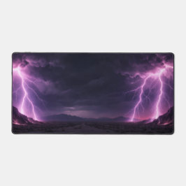 Dramatic Lightning Storm Desert Horizon Desk Mat