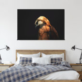 Dramatic Low Key Portrait of a Majestic Hawk Canvas Afdruk (Insitu (Slaapkamer))