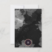 Dramatic Moody Boho Floral Arch Roos Gold Wedding RSVP Kaartje (Achterkant)